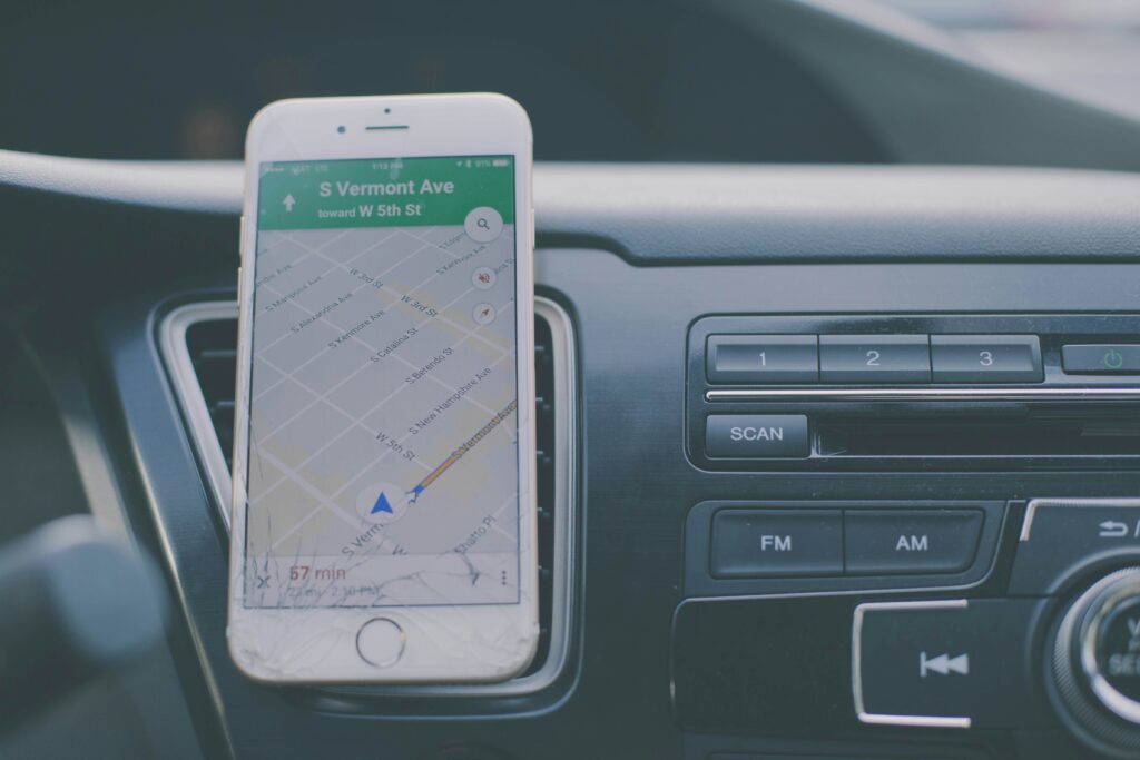 parking location Google Maps pin on phone screen
